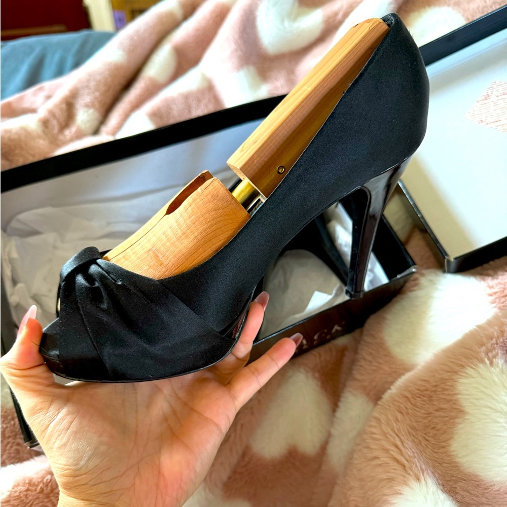 Black satin high heels by White House Black Market